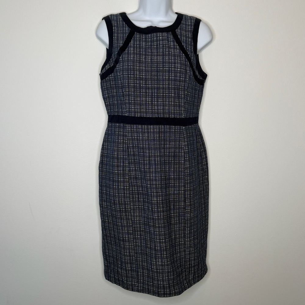 Talbots Navy Linen Blend Tweed Sheath Dress